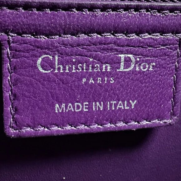 Auth Christian Dior Lady Dior Handbag Shoulder Bag Multicolor/Purple Tweed - Picture 14 of 14